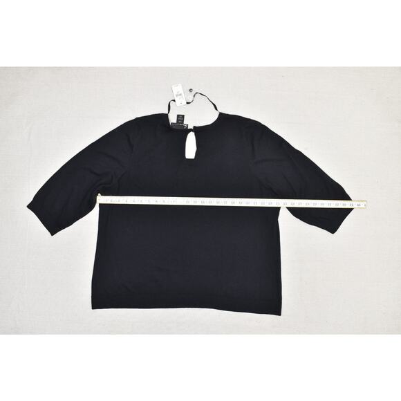 NEW Lane Bryant Plus Size 26/28 Black Beaded Cut Out 3/4 Sleeve Sweater Top NWT - Picture 4 of 8